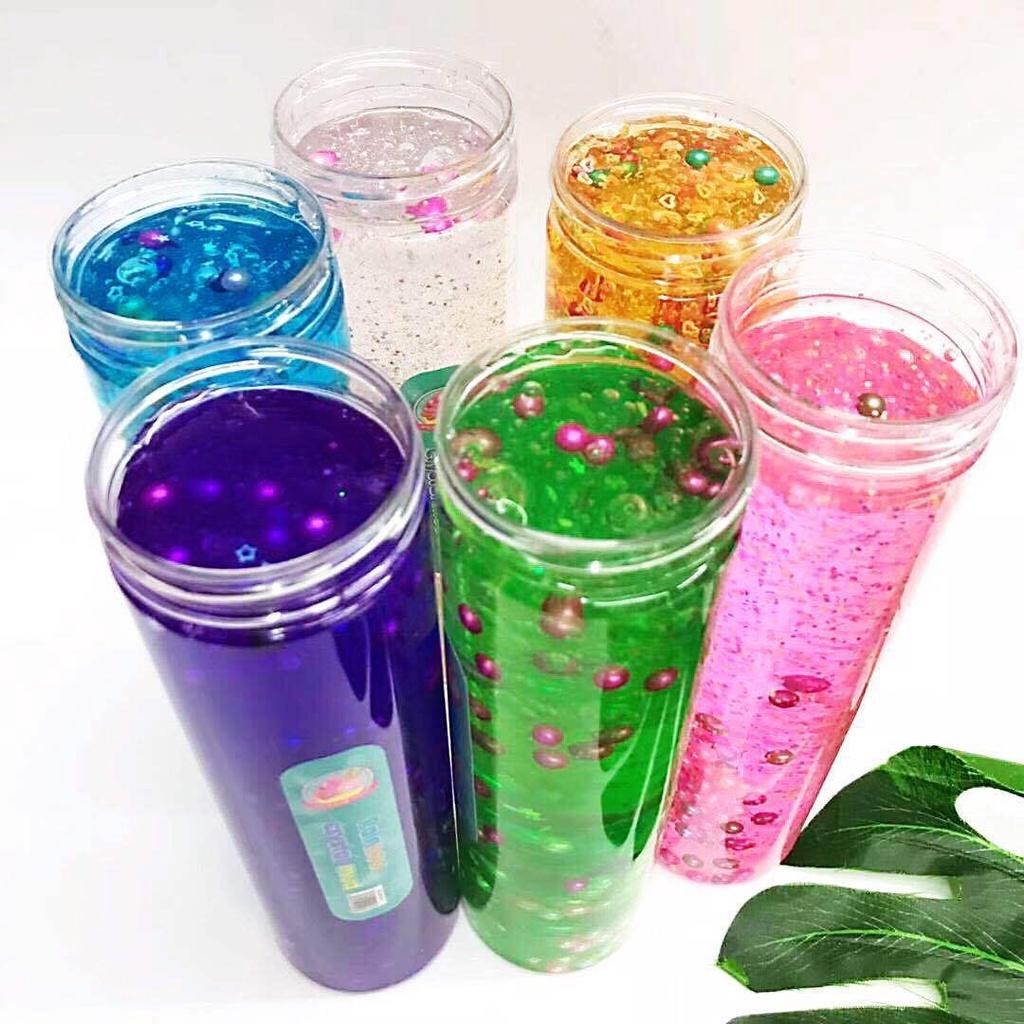 Slime cốm xốp thuỷ tinh NG0C TRAI hộp trụ to tròn 420g 20cm nhũ kim tuyến đa dạng Đồ chơi slam hũ chất nhầy ma thuật squ