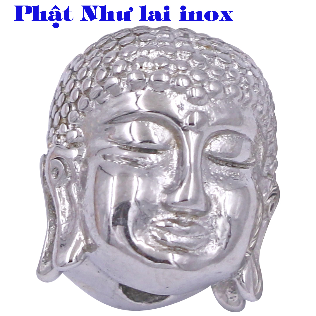 Vòng chuỗi đeo tay đá thạch anh xanh ngọc 12 ly charm đầu Phật Như lai inox, Như lai Phật tổ, vòng chuỗi phong thủy, A DI ĐÀ