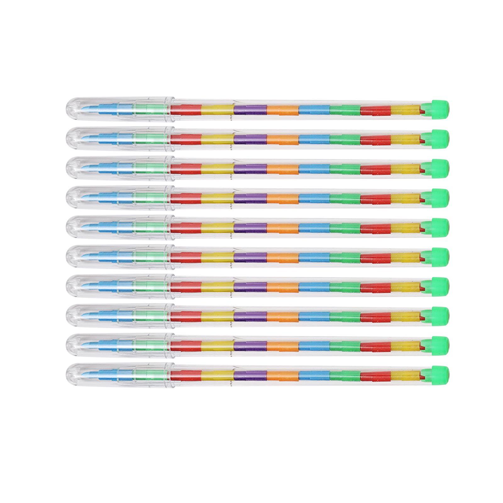 10 Pieces Rainbow Pencils Stackable Crayons for Kids Stacking Crayons Buildable Crayons Party Favors for School Supplies