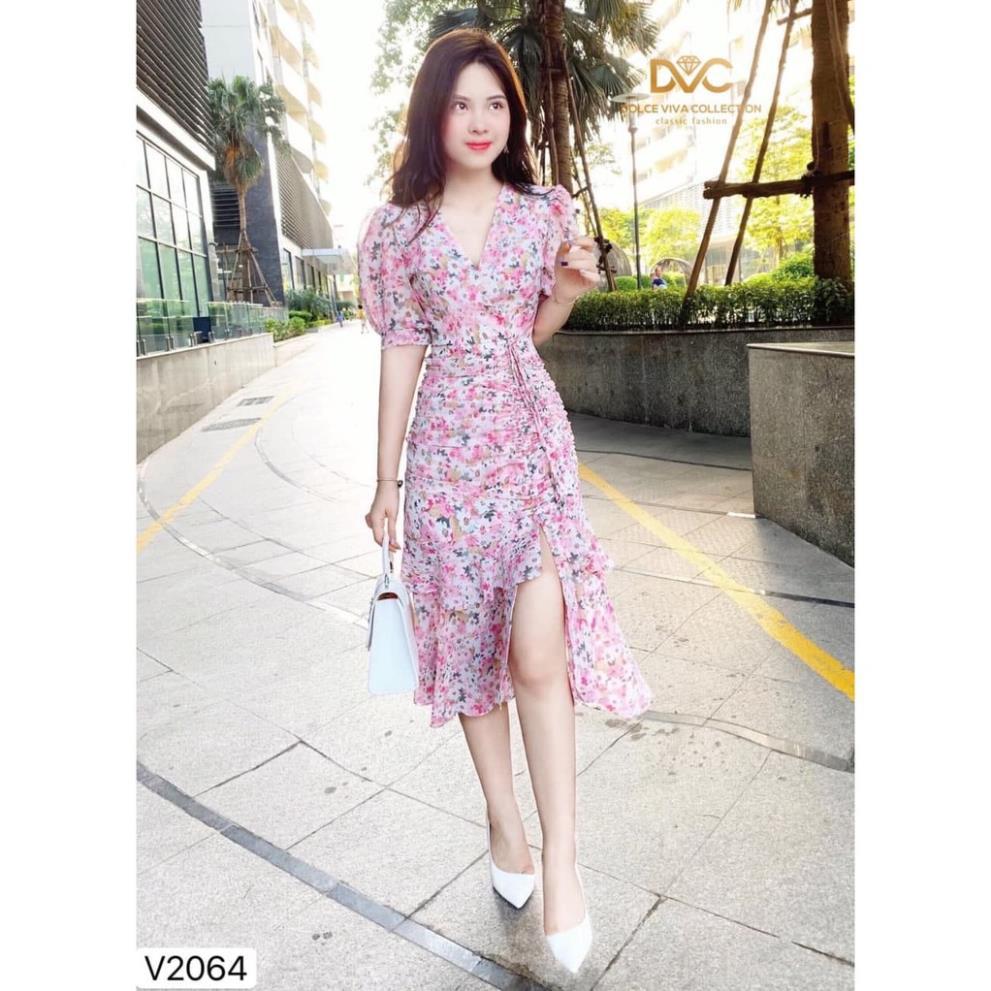 Đầm thiết kế chất voan lụa hàn cao cấp nhẹ nhàng cổ v dáng đuôi cá V2064 _MDU Official DVC