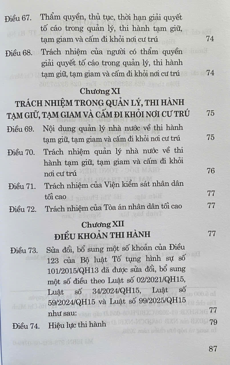 Luật Thi Hành Tạm Giữ, Tạm Giam Và Cấm Đi Khỏi Nơi Cư Trú Năm 2025