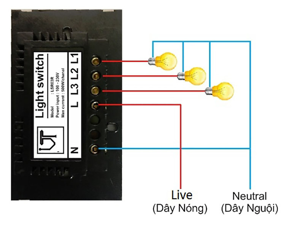 Công Tắc Cảm Ứng LSR03W Ba Nút Nhấn