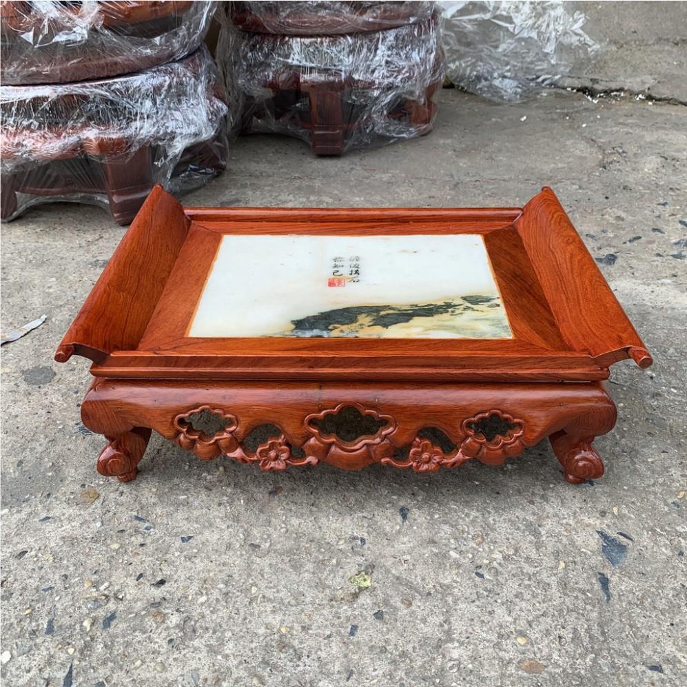 Khay trà 3 bông mặt đá gỗ Hương-Khay uống trà cổ điển