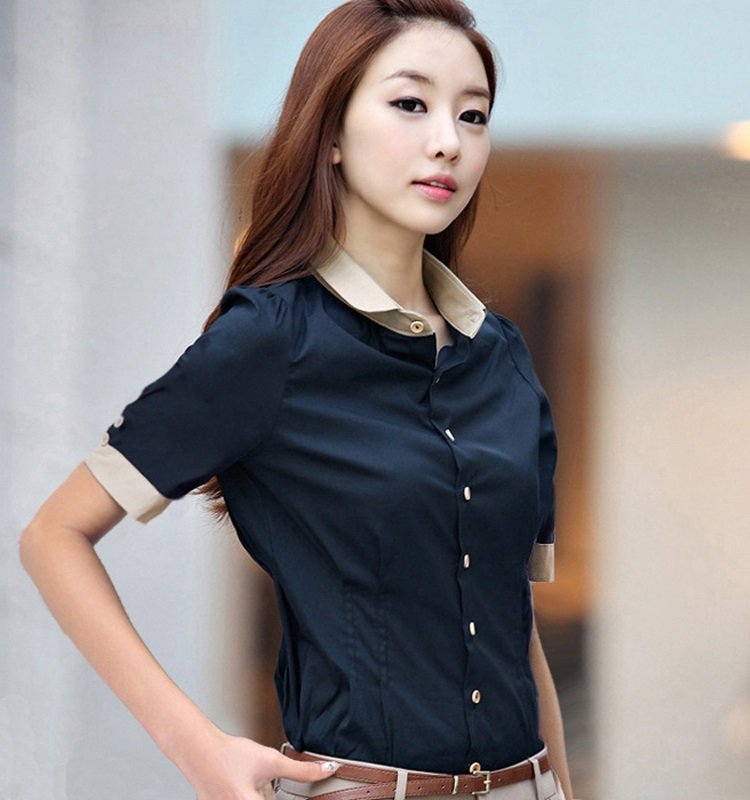 Sơ mi nữ phối màu Đũi việt DVSM03