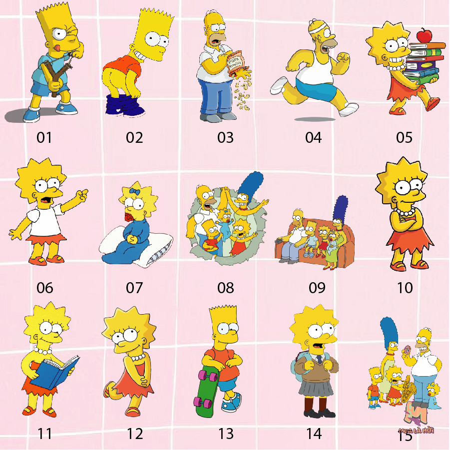 Miếng dán Stickers chủ đề Gia đình Simpson