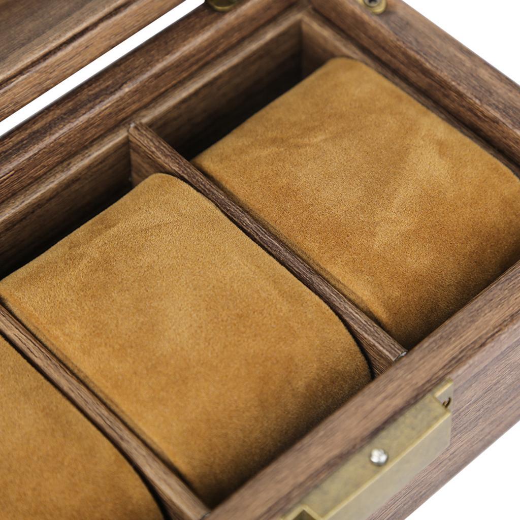 Vintage Watch Box Wood Display Case Organizer Glass Jewelry Storage