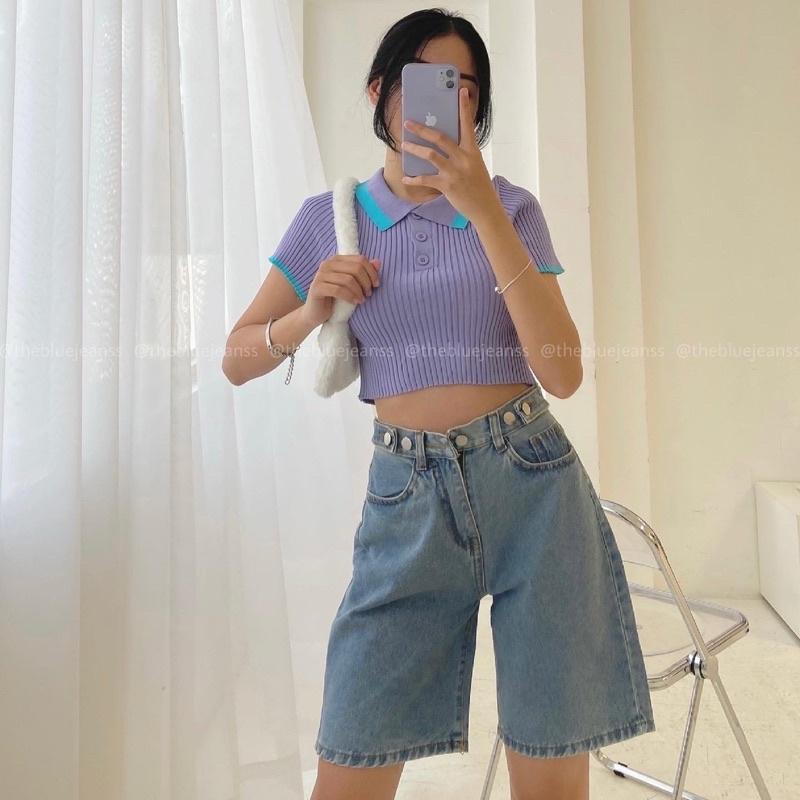 Áo crop top có cổ Len Tăm