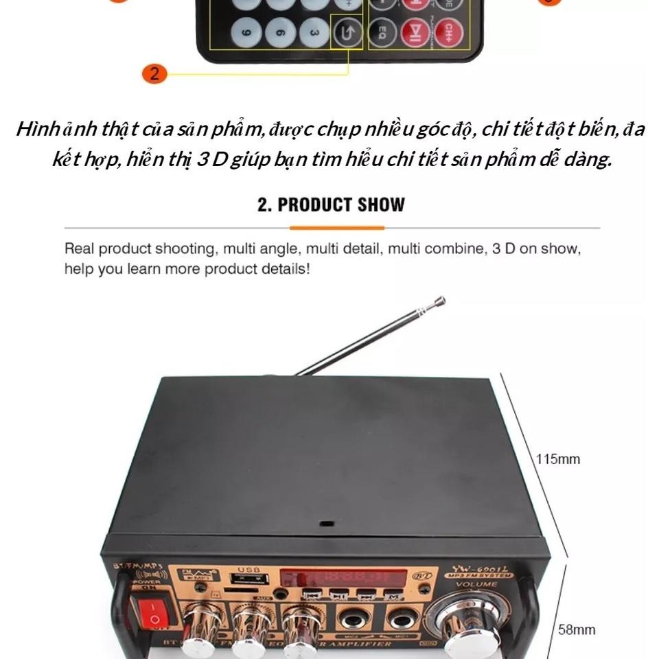 Amply Xe Hơi Yw-6901 Cao Cấp Amply Mini Karaoke Gia Đình Chuyên Nghiệp Kết Nối Bluetooh Thẻ Nhớ USD