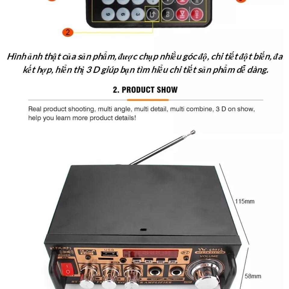 Amply Xe Hơi Yw-6901 Cao Cấp Amply Mini Karaoke Gia Đình Chuyên Nghiệp Kết Nối Bluetooh Thẻ Nhớ USD