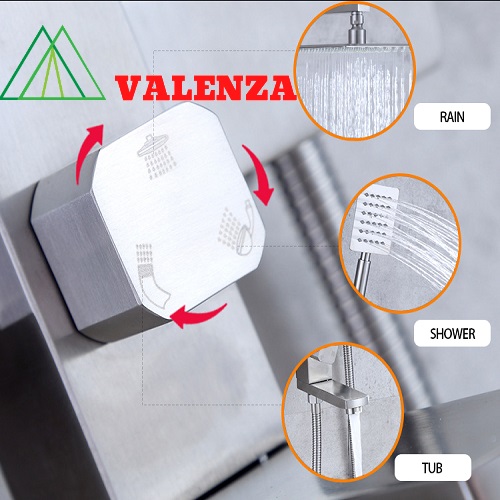 Bộ sen cây tắm đứng inox sus304 nóng lạnh Valenza SCV-01 cao cấp