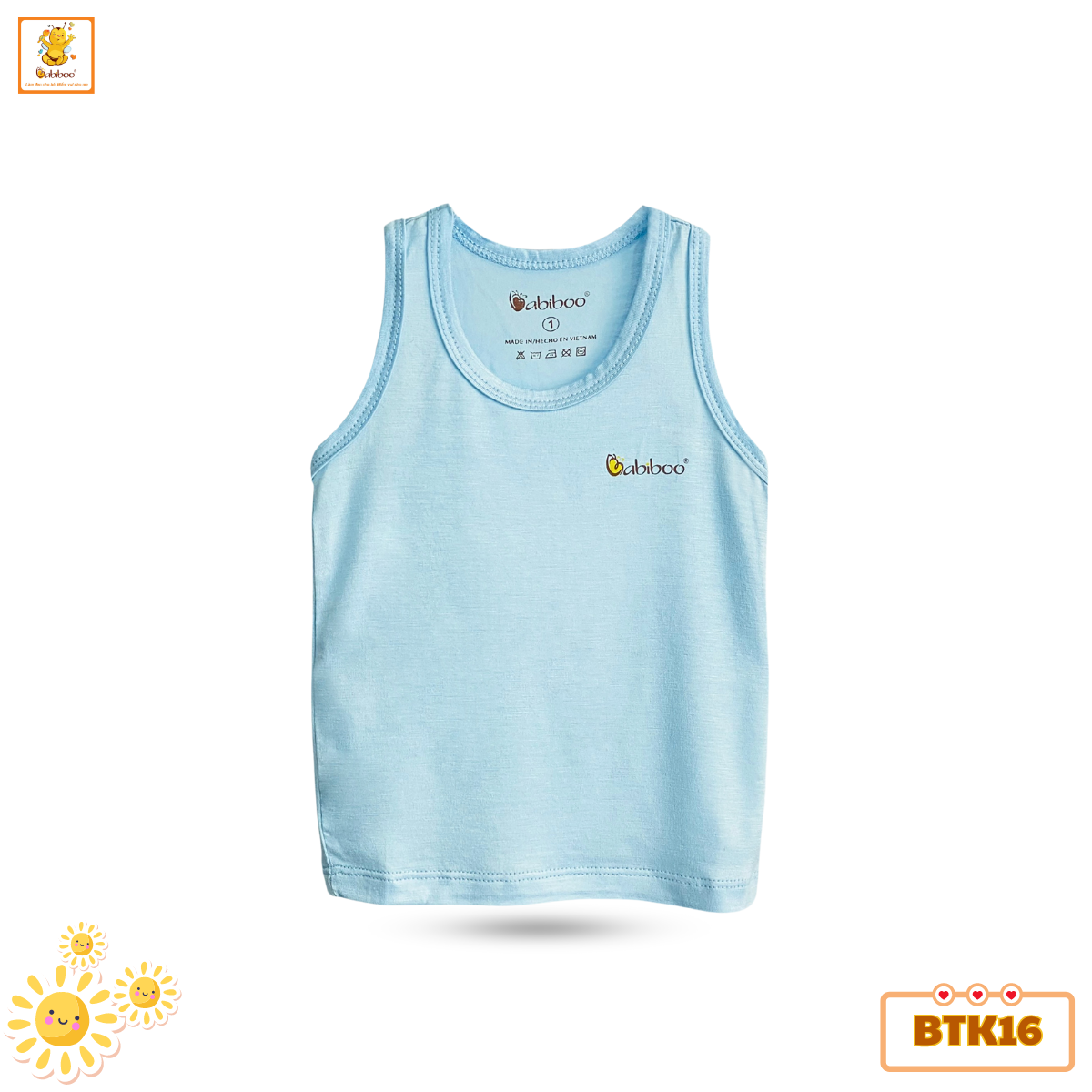 Áo ba lỗ bé trai Babiboo áo ba lỗ sơ sinh vải viscose siêu mềm, mịn mát BTK16