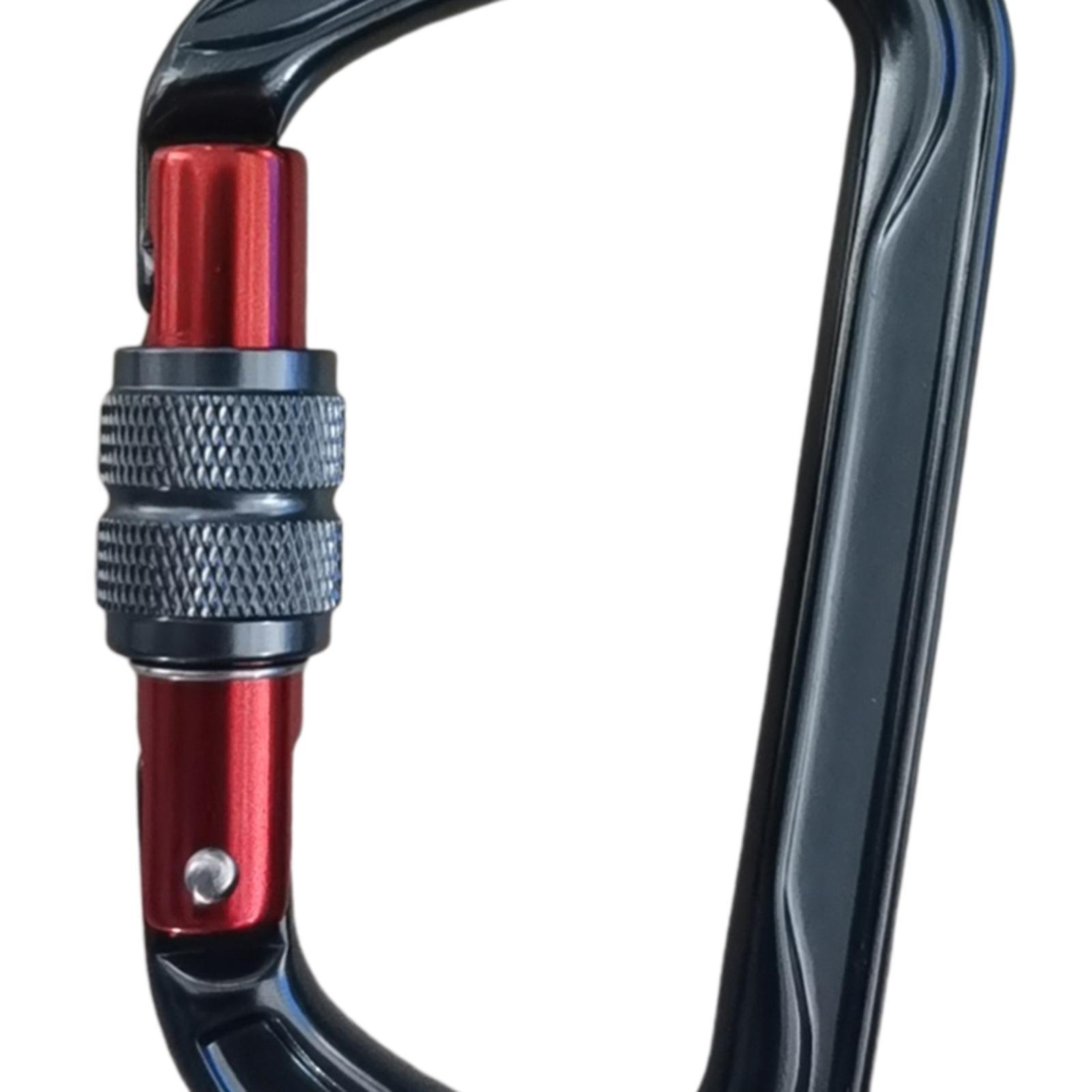 25KN Rock Climbing Tree Carving D Shape Auto Locking Carabiner Equipment
