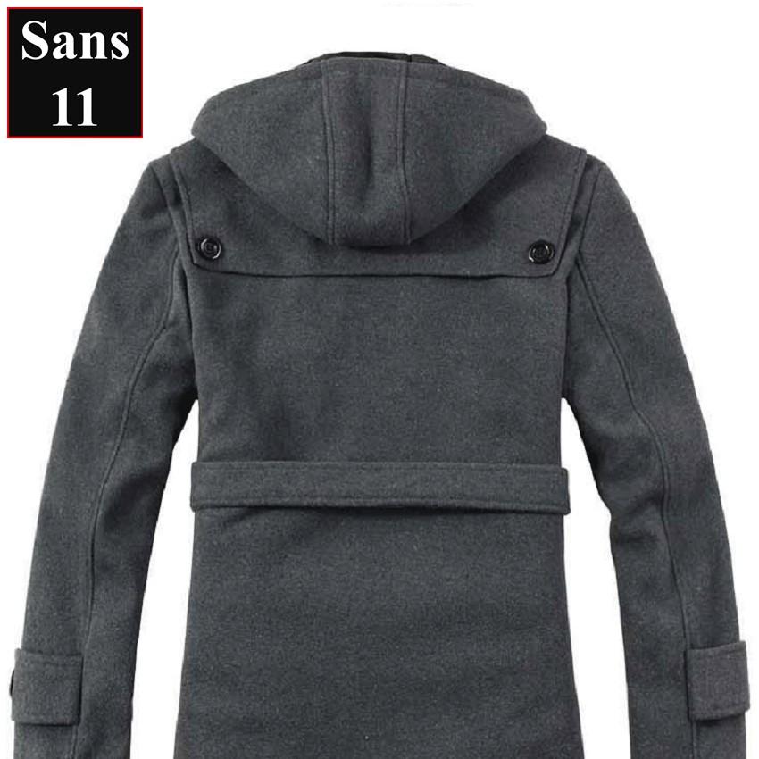 Áo Khoác Dạ Nam Trần Bông Áo Khoác Nam Có Mũ Có Đai Siêu Ấm Sans11 Sans Shop
