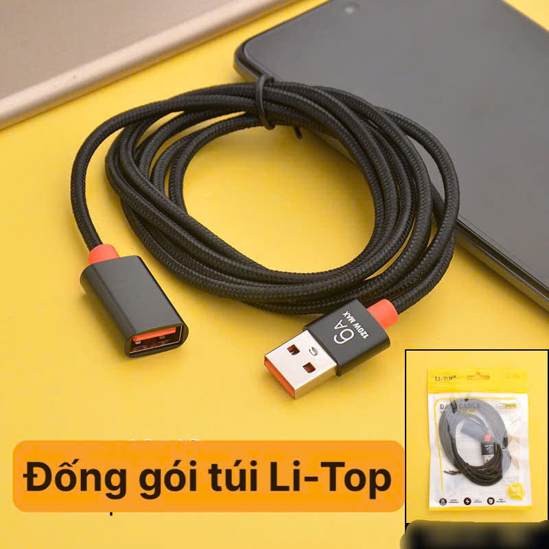 Cáp mở rộng USB 3.0, 2.0 hiệu Li-Top nối dài đầu đực sang đầu cái, dây bện dài 1.5 mét, hàng chính hãng