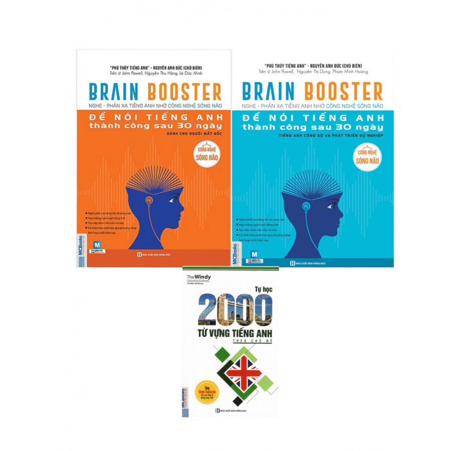 Combo 2 cuốn Brain Booster - Nghe Phản Xạ Tiếng Anh Bằng Công Nghệ Sóng Não