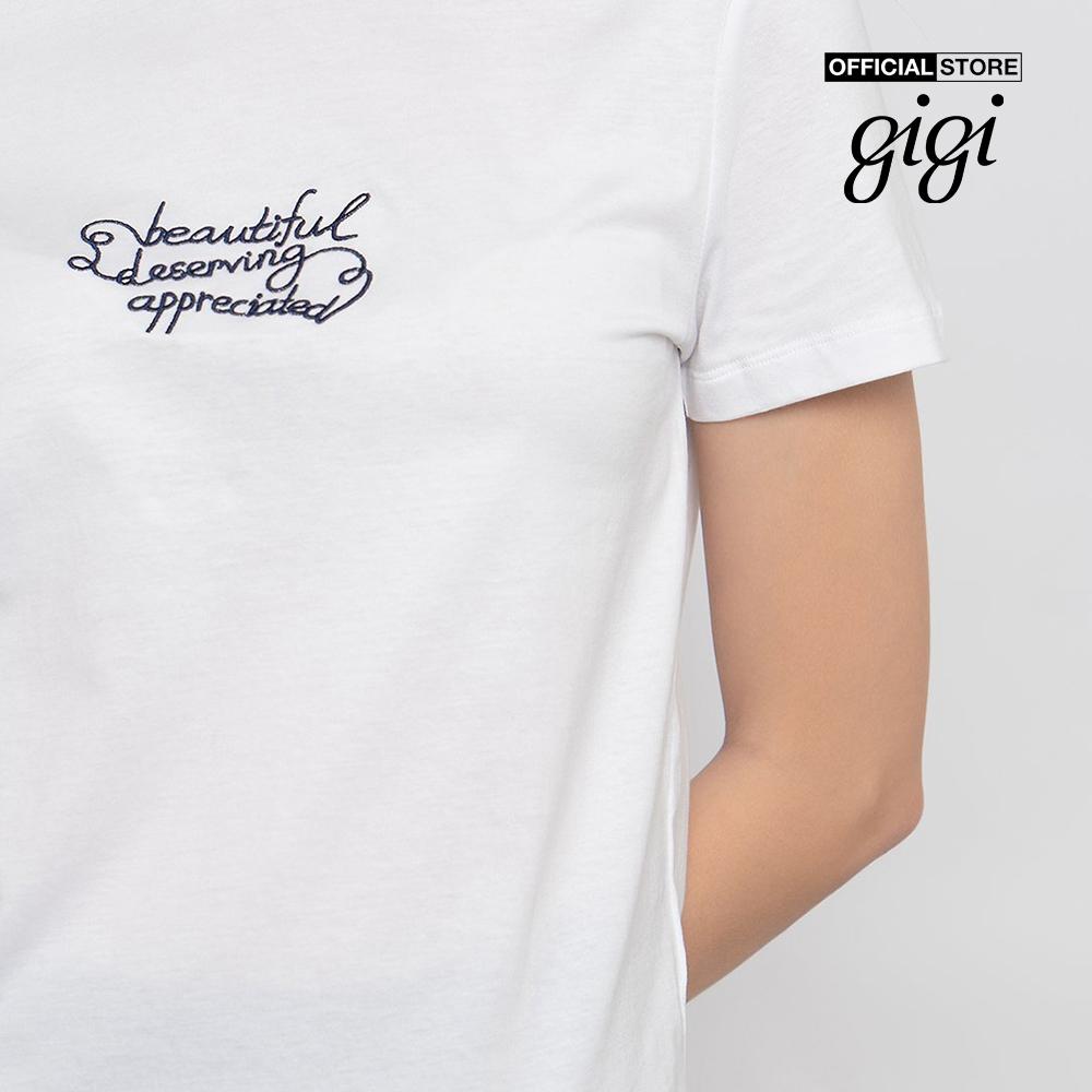 GIGI - Áo thun nữ ngắn tay cổ tròn phối chữ in thời trang G1203A211256
