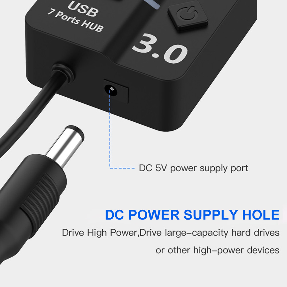 Bộ Chia Hub USB 3.0 7 Cổng Với Công Tắc Tốc Độ Cao 5GbPS Micro Expander Dành Cho PC