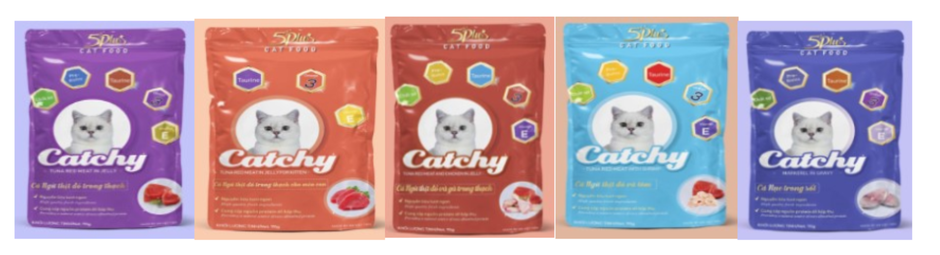 Pate Cho Mèo Trưởng Thành & Mèo Con - 5Plus Catchy 70g - Vị Cá