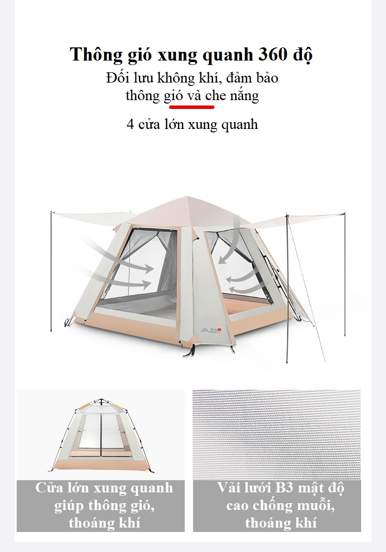 Lều cắm trại tự bung , lều du lịch dã ngoại dành cho 4-6 người, chống thấm nước -ZL053