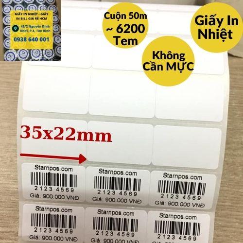 Giấy tem decal nhiệt 35x22mm/ 1 tem- 3 tem 1 hàng, tem vận chuyển, nhãn mã vạch thông tin sản phẩm, giấy tem in nhiệt