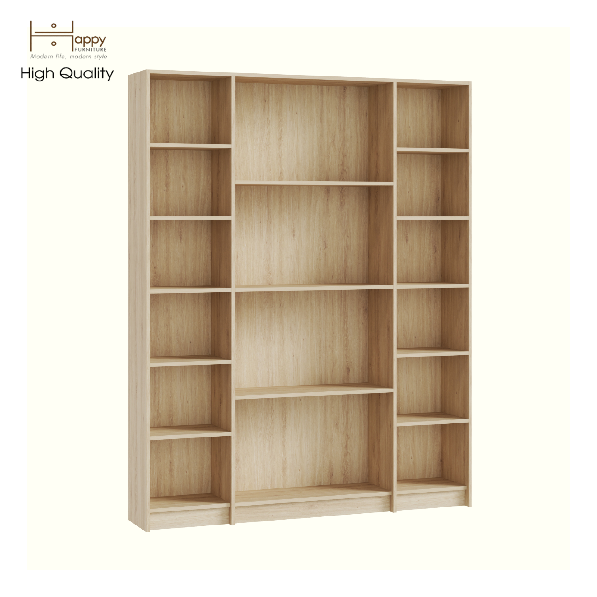 HAPPY FURNITURE , Kệ sách nhiều ngăn - CATY, KSA_082 , 160cm x 30cm x 202cm DxRxC