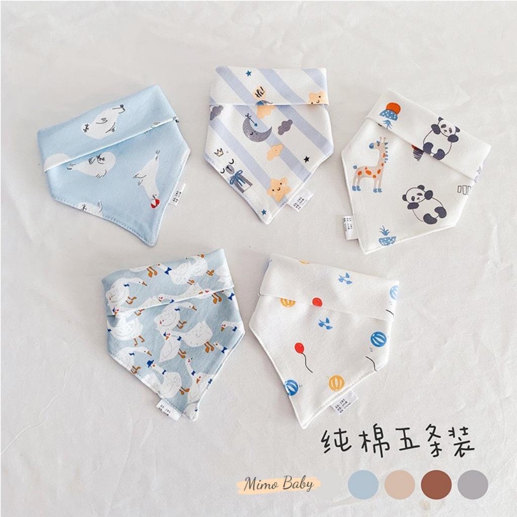 Set 5 yếm cổ tam giác chất liệu cotton in hình đáng yêu cho bé YC14 Mimo baby