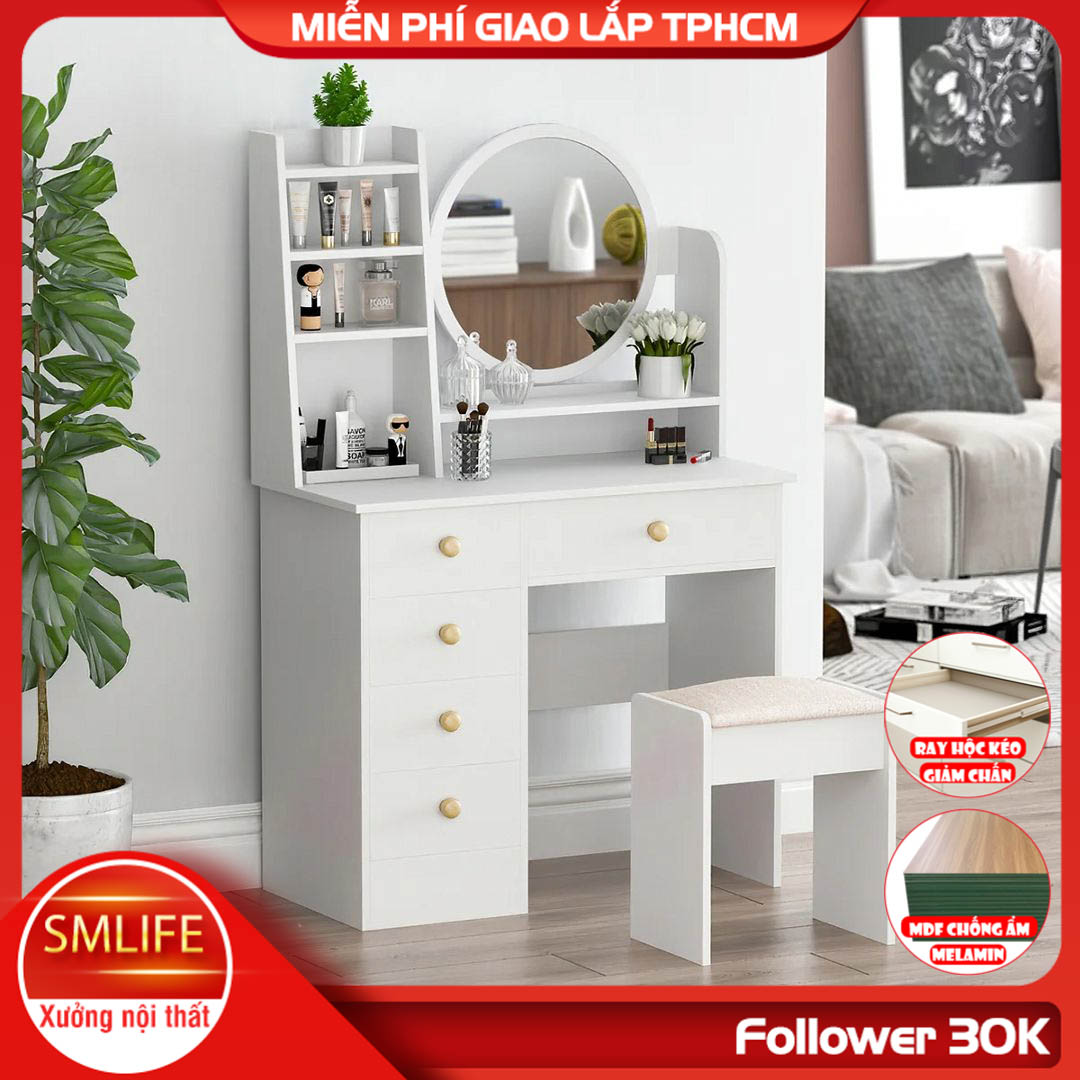 Bàn phấn gương tròn kiểu dáng thanh lịch SMLIFE Mercury