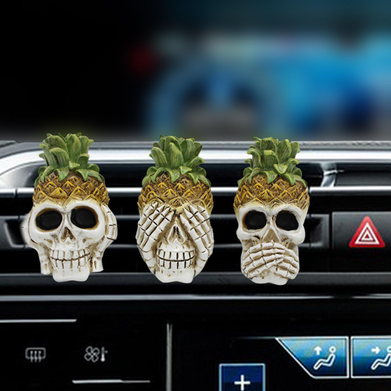 3Pcs Car Perfume Air Diffuser Clips Car Air Vent Clip Decoration Car Accessories Easy Installation Halloween Skulls Heads