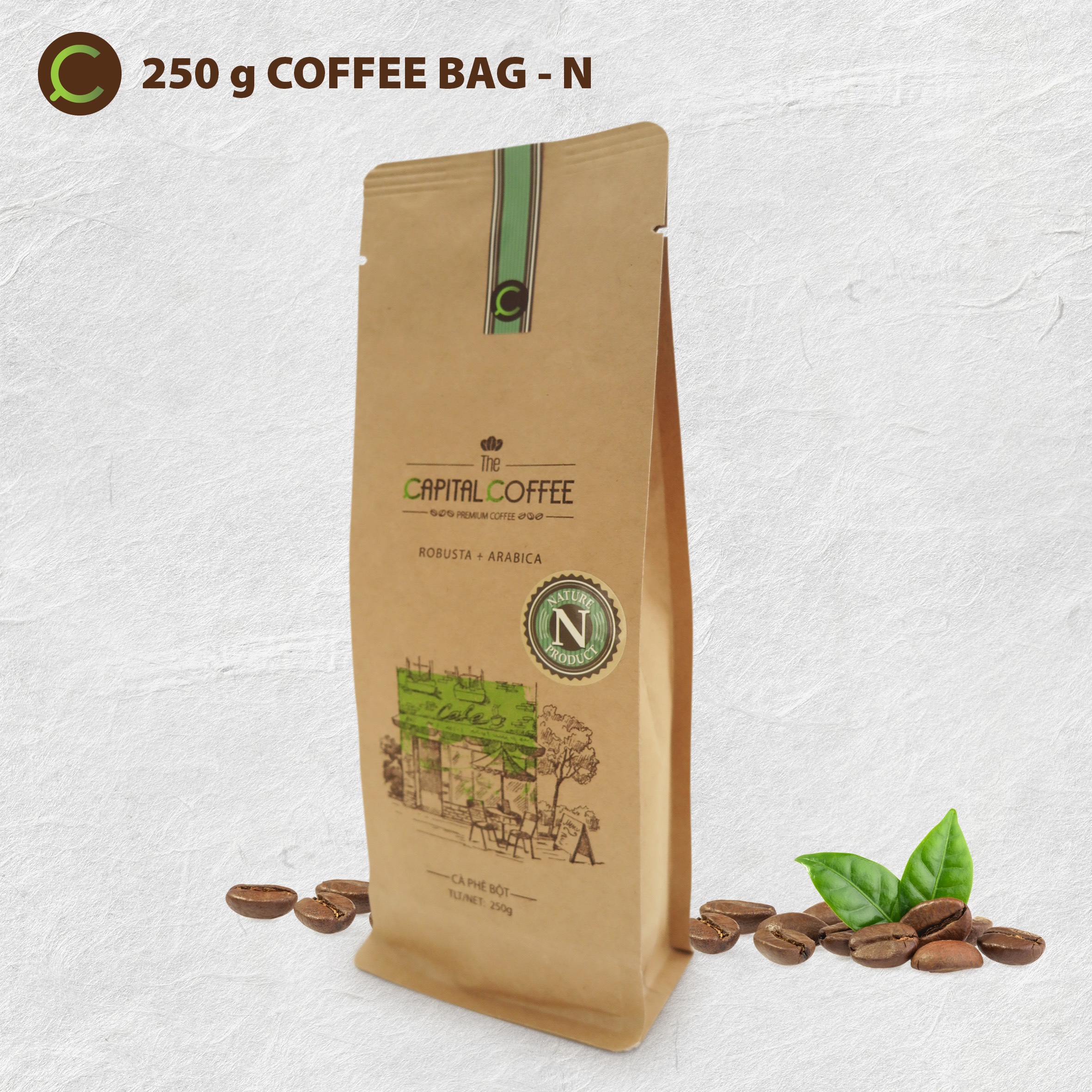 Cà Phê The Capital Coffee Hạt Pha Máy Espresso Natural Nguyên Chất 100% Cho Hương Vị Đậm Đà,Thơm Ngon