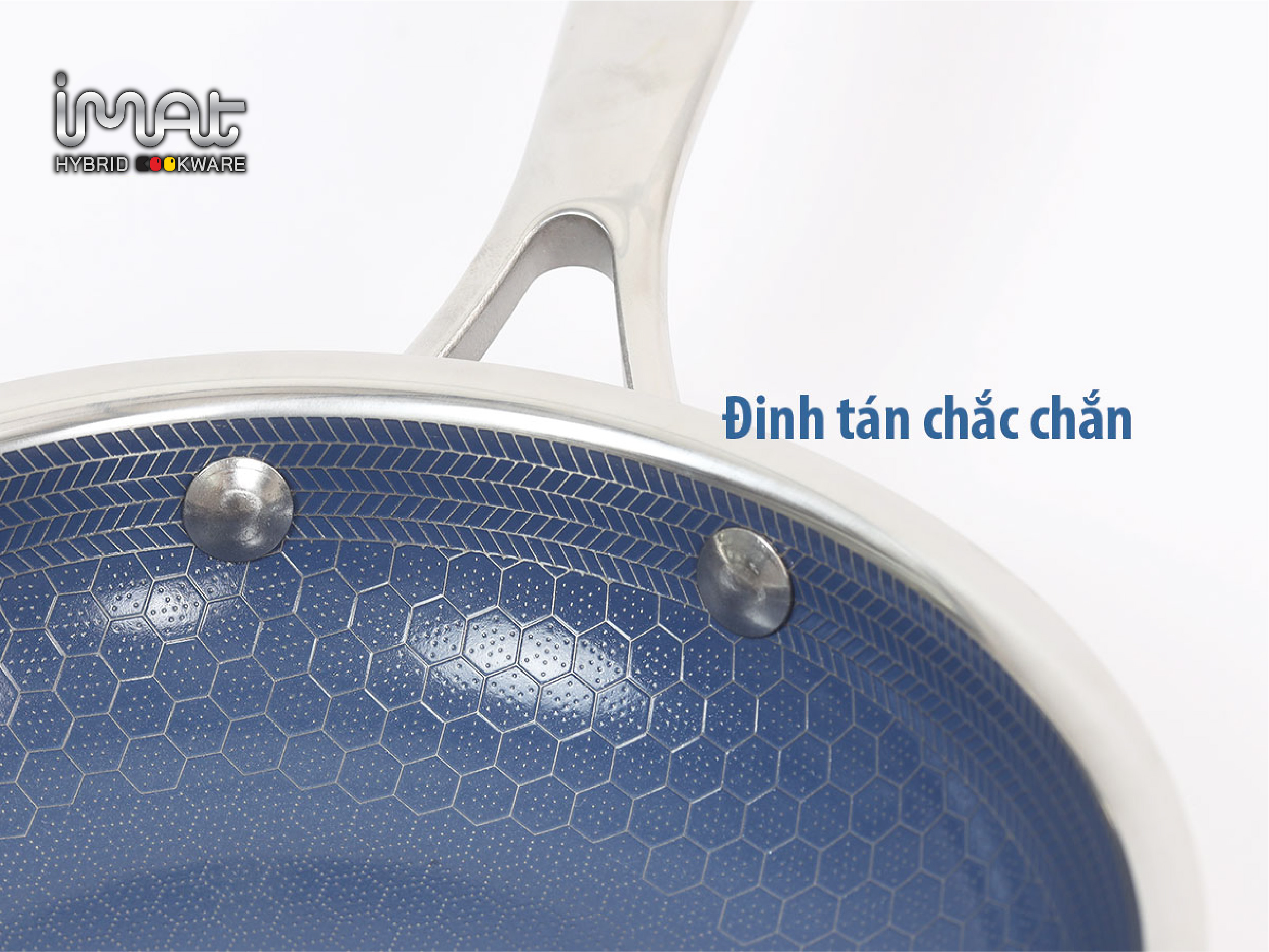 [Hàng chính hãng] Chảo chiên/ rán iMAT Hybrid Blackcube chống dính Ceramic lòng xanh mới size 26cm