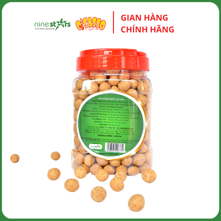 1KG Đậu phộng nước cốt dừa O'Casso 2 hộp nắp quai 500g