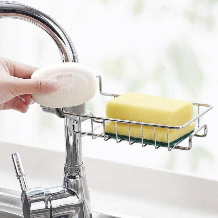 Kệ Inox, Giá inox đựng lưới rửa bát, xà bông treo vòi nước bồn rửa bát