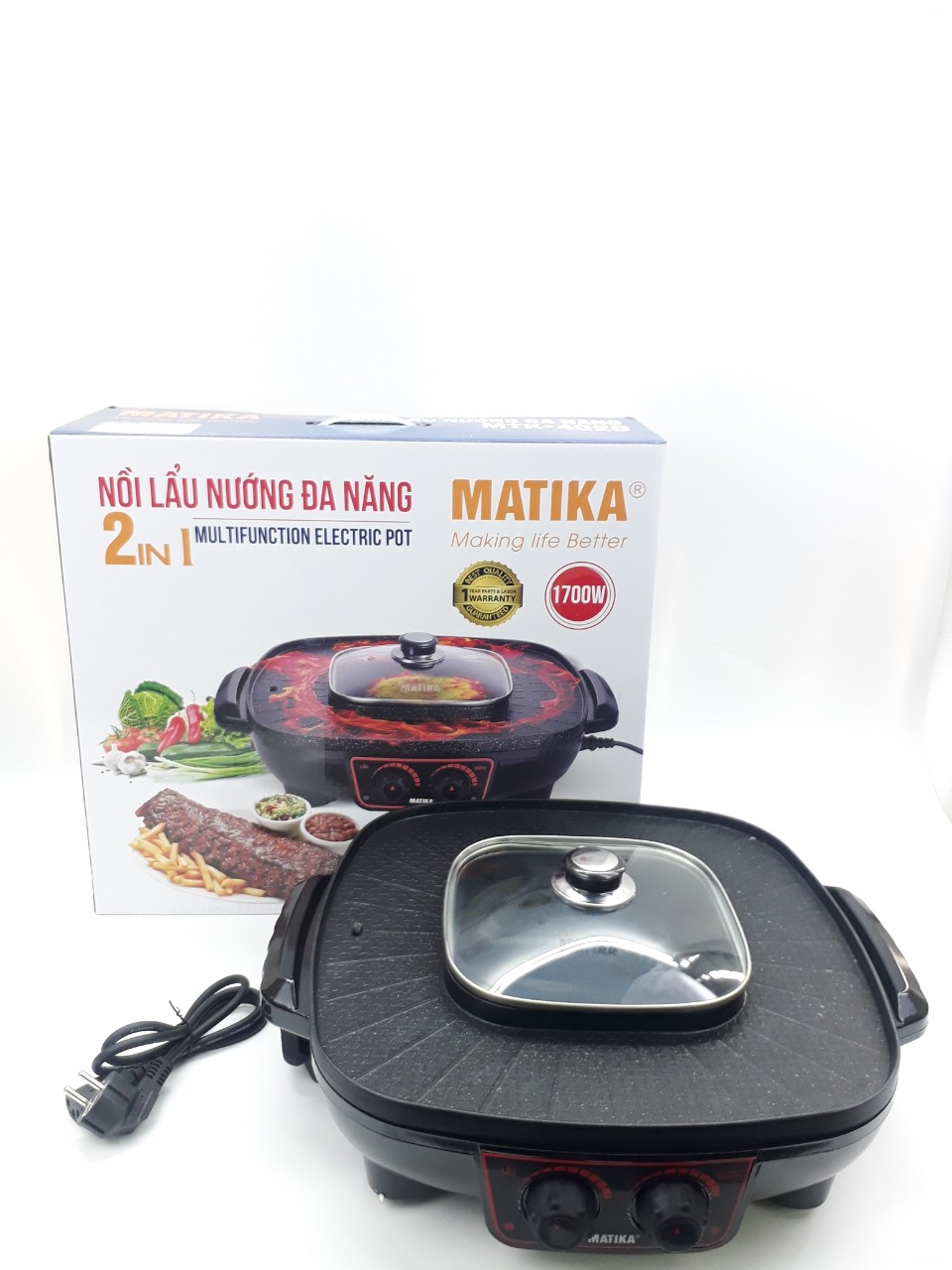 Nồi lẩu nướng 2in1 cao cấp Matika MTK-4020 - Hàng chính hãng