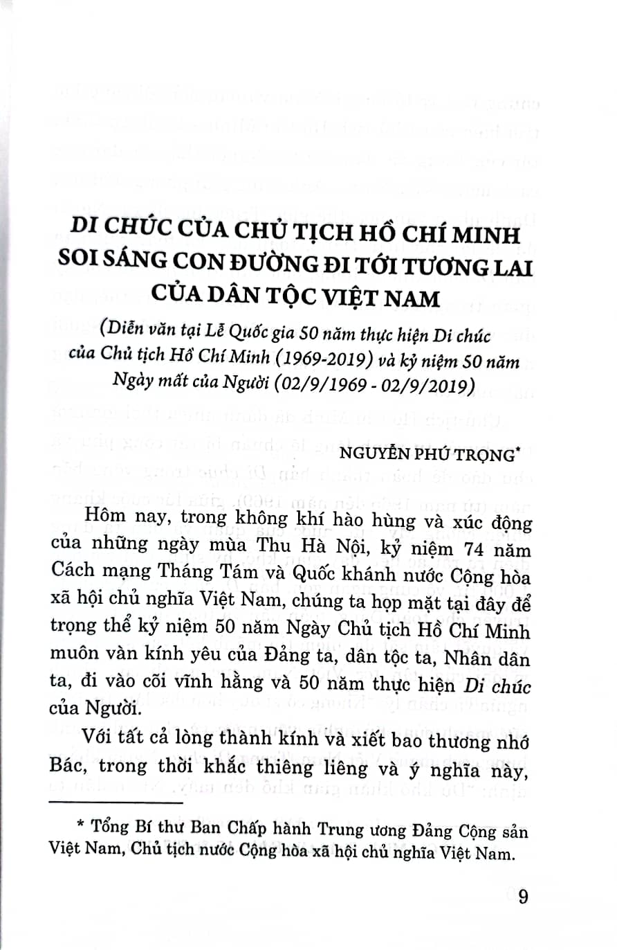 Di chúc Bác Hồ mãi là ánh sáng soi đường cho dân tộc Việt Nam