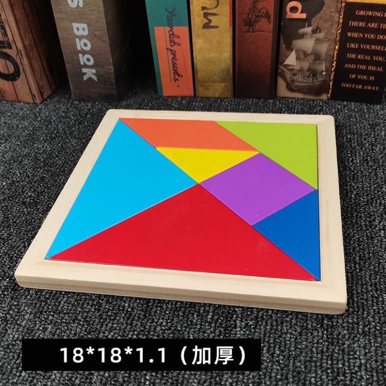 Tangram - Xếp Hình Trí Uẩn Hàng Đẹp Size To 18cm - Bộ Ghép Hình Bằng Gỗ Thông Minh Cho Bé