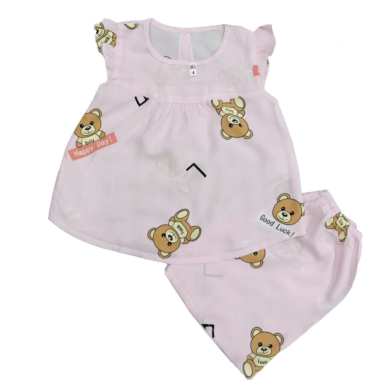 Set 3 bộ quần áo tole, lanh CÁNH TIÊN cho bé gái size từ 5-36 kg - màu ngẫu nhiên