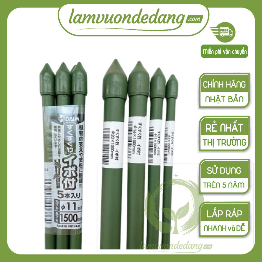 Combo 5 ỐNG THÉP BỌC NHỰA  phi  8  - Dùng làm khung giàn, giá  đỡ  cho hoa hồng leo, cây hoa leo, bầu bí mướp mùng tơi - Cao