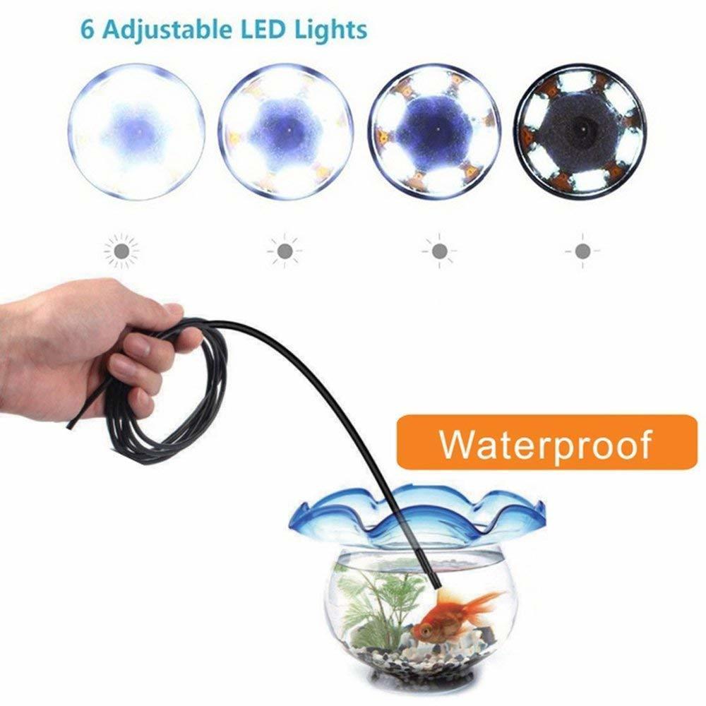 3in1 USB Endoscope with 6 Adjustable LED Lights, Semi-Rigid  Waterproof