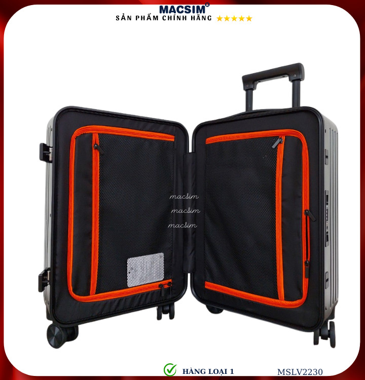 Vali cao cấp Macsim SMLV2230 cỡ 20 inch màu đen - Hàng loại 1
