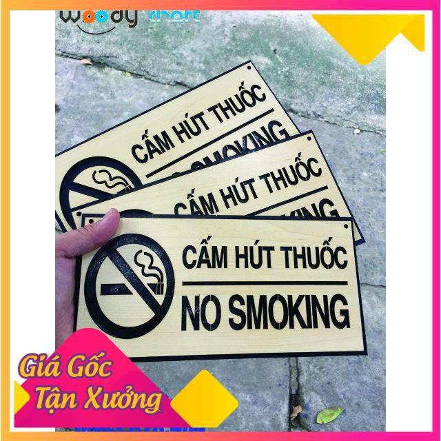 Bảng Gỗ Decor - Mẫu No Smoking - Cấm Hút Thuốc - Bảng Gỗ Woody