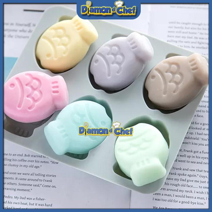 Khuôn silicon làm bánh / sô cô la / rau câu tạo hình 6 chú cá
