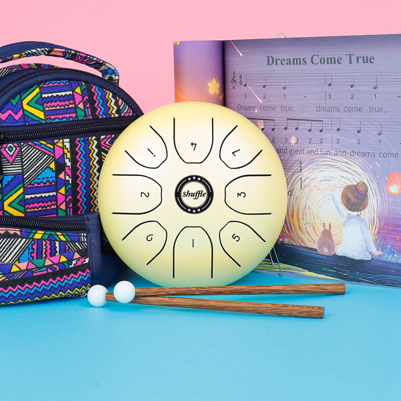 5.5 Inch Mini 8-Tone Steel Tongue Drum, C Key Percussion Instrument ,Hand Pan Drum with Drum Mallets & Carry Bag