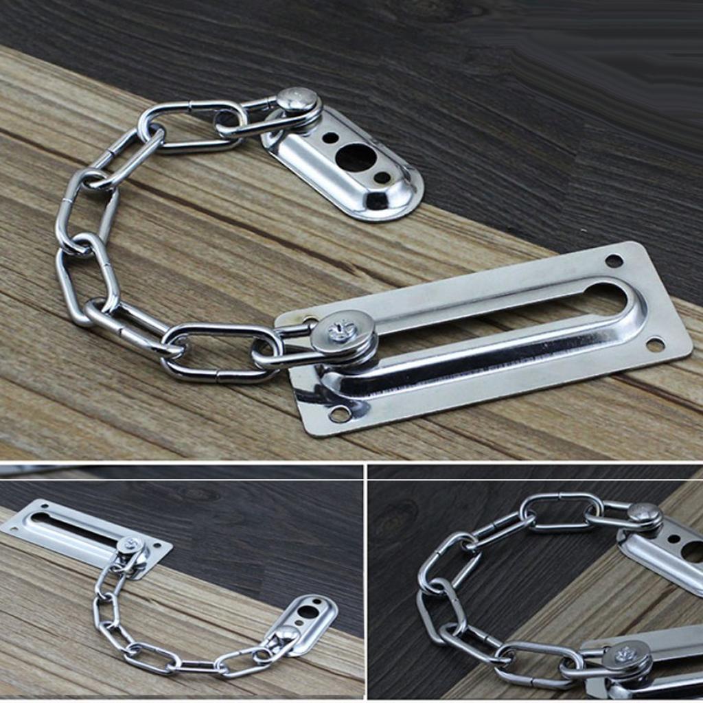 2x Stainless Steel Door Chain Guard Lock Slide Bolt for Home Security Silver