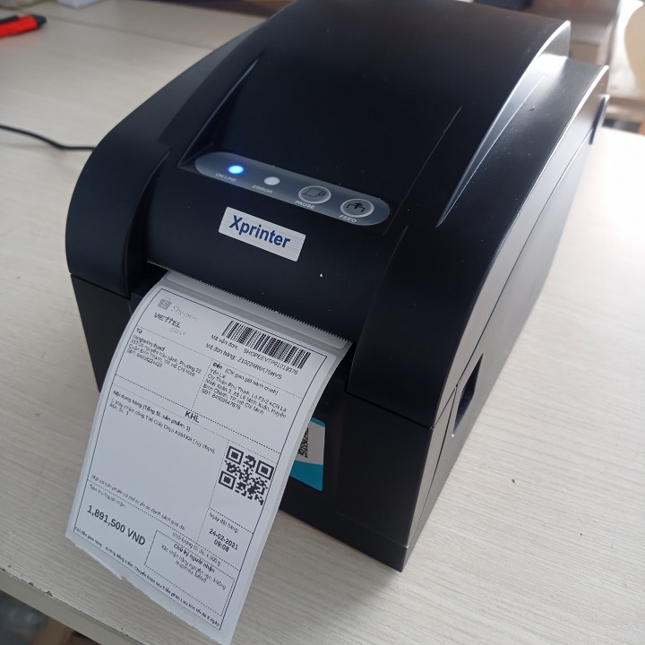 COMBO Máy in mã vạch Xprinter XP350B (Hàng chính hãng) + Tem Decal Nhiệt (30m)