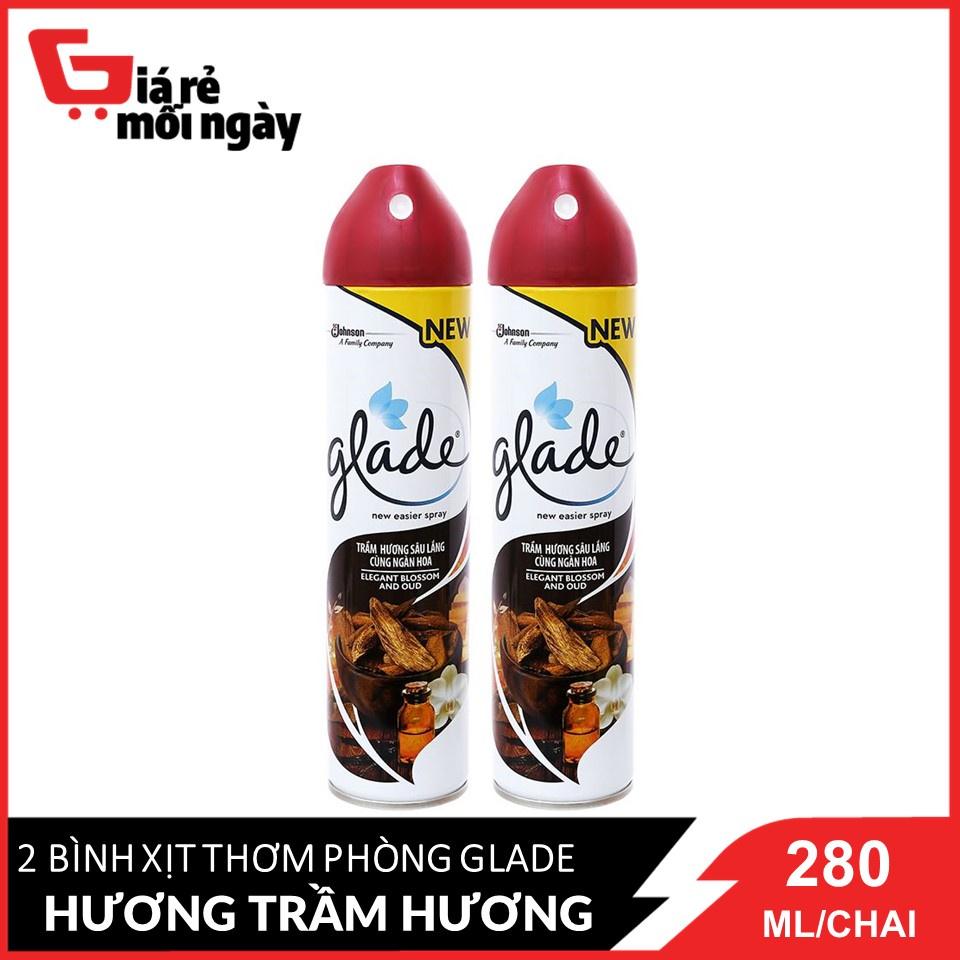 Combo 2 Chai Bình Xịt Thơm Phòng Glade Nature Trầm Hương Sâu Lắng Cùng Ngàn Hoa 280gx2