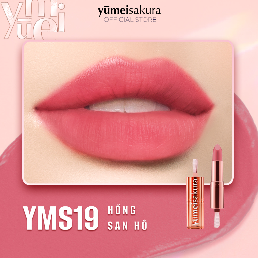 Son Thỏi Màu Hồng San Hô Lì Mịn Siêu Dưỡng Yumeisakura Chotto Matte Sweetie Coral Pink YMS19 3.5g