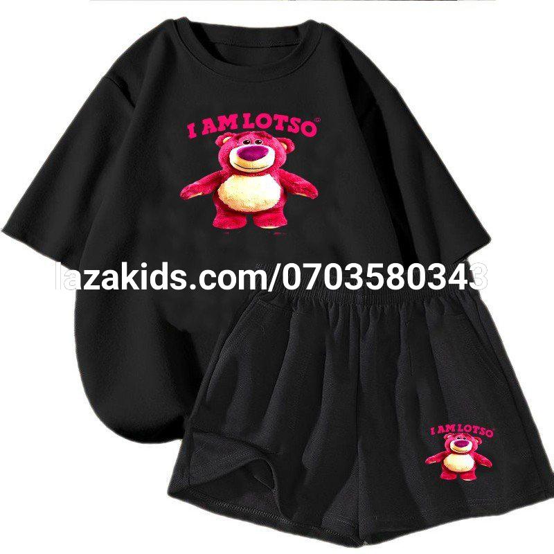 Bộ quần áo cộc tay trẻ em mùa hè dành cho bé gái xinh cute gồm quần short và áo thun form rộng đẹp mặc xinh mát mẻ hè