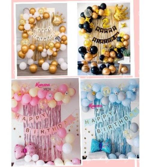 Set trang trí sinh nhật tông vàng đồng bóng siêu nhủ