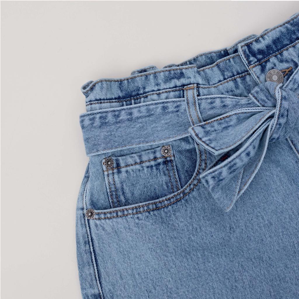 Quần Short Jean Nữ Kiểu Dáng Lưng Chun Thiết Kế Thắt Lưng Nơ Thời Trang X70 - 04560004