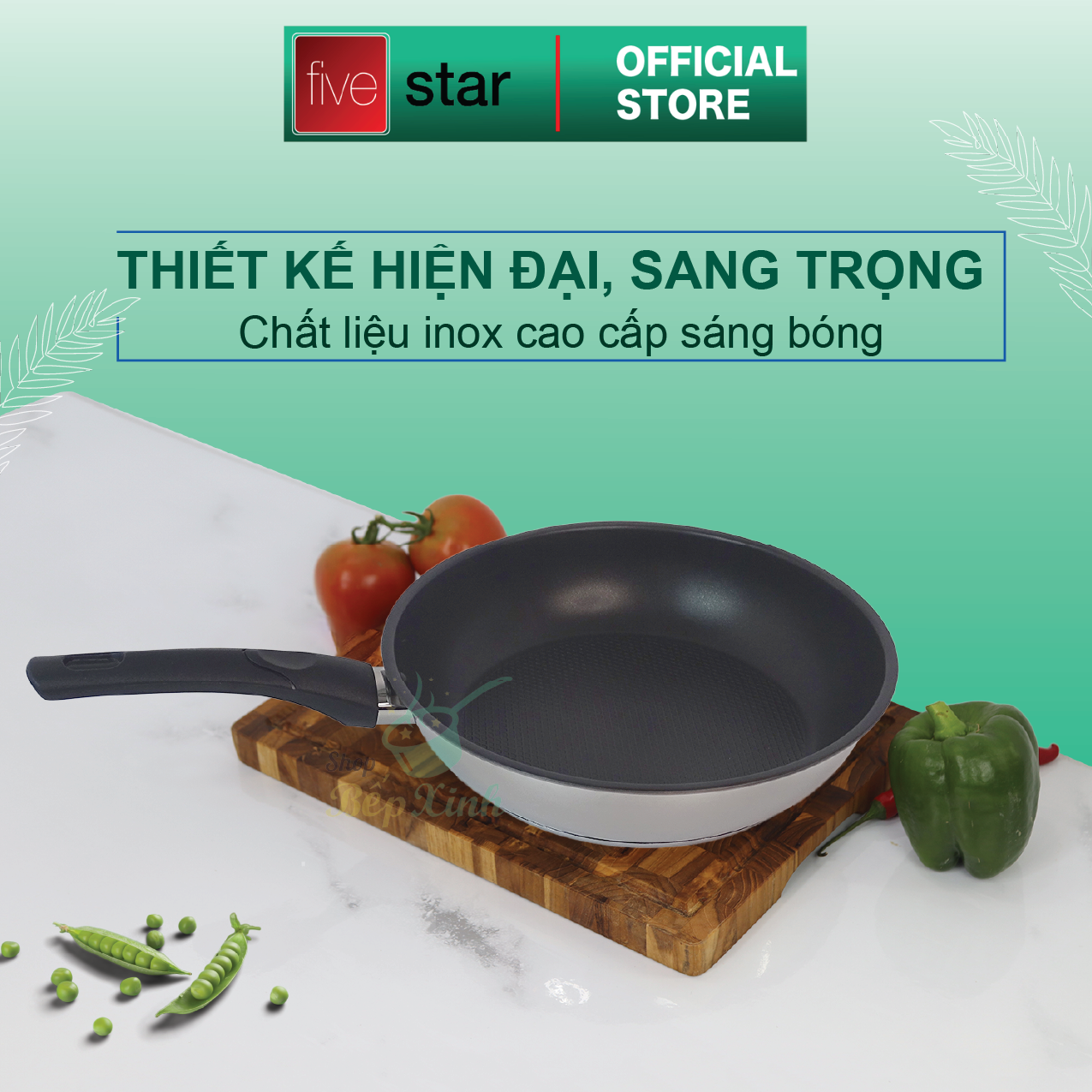 Bộ nồi chảo 3 đáy inox 430 cao cấp FiveStar Standard 2 món nắp kính tặng 1 vá canh